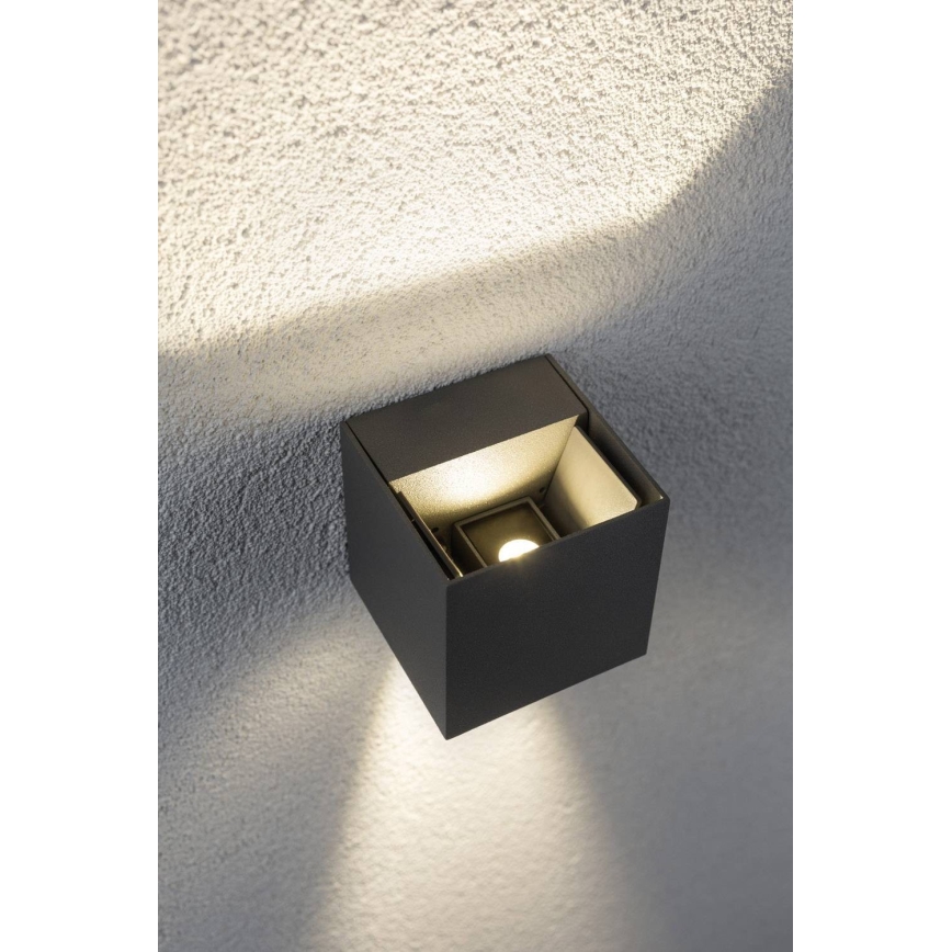 Paulmann 18000 - 2xLED/3W IP65 Spoljašnja zidna lampa CYBO 230V sivo