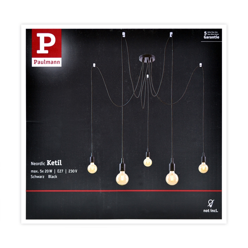 Paulmann 50389 - Luster na sajli NEORDIC 5xE27/20W/230V pauk