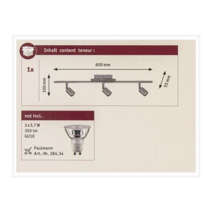 Paulmann 66708 - 3xGU10/10W Reflektorska lampa GEORGIA 230V