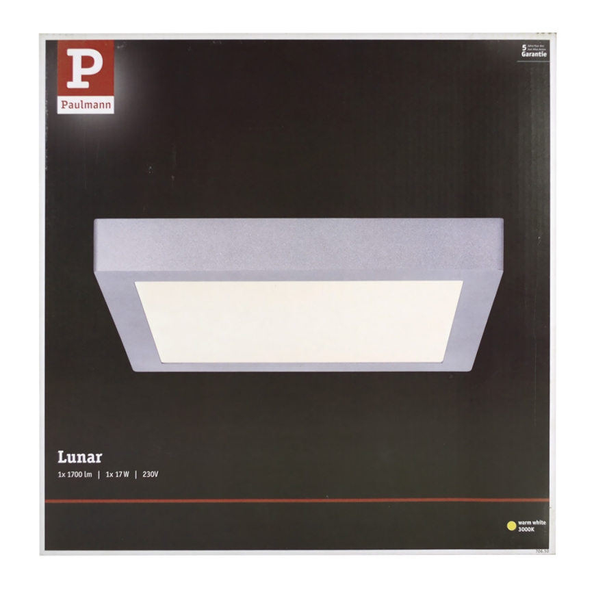 Paulmann 70650 - LED/17W Plafonjera LUNAR 230V 30x30 cm mat krom