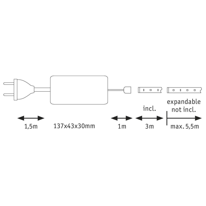 Paulmann 70666 - LED/20W IP44 Prigušiva traka za kupatilo MAXLED 3 m 2700K 230V
