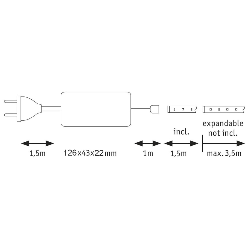 Paulmann 70667 - LED/8,5W IP44 Prigušiva traka za kupatilo MAXLED 1,5 m 6500K 230V