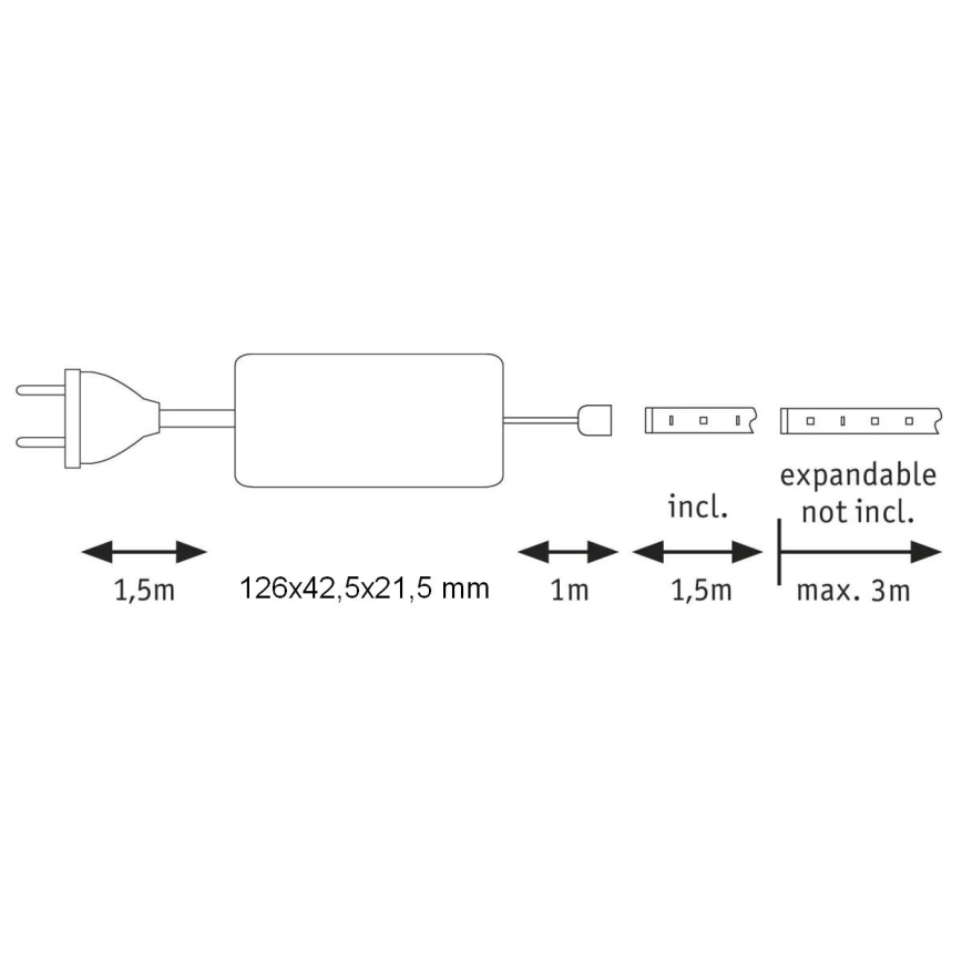 Paulmann 70668 - LED/9W IP44 Prigušiva traka za kupatilo MAXLED 1,5 m 2700K 230V