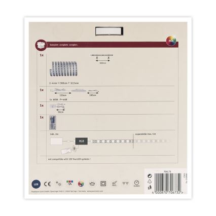 Paulmann 70673 - LED RGB/40W prigušiva traka MAXLED 3 m 230 V + daljinski upravljač