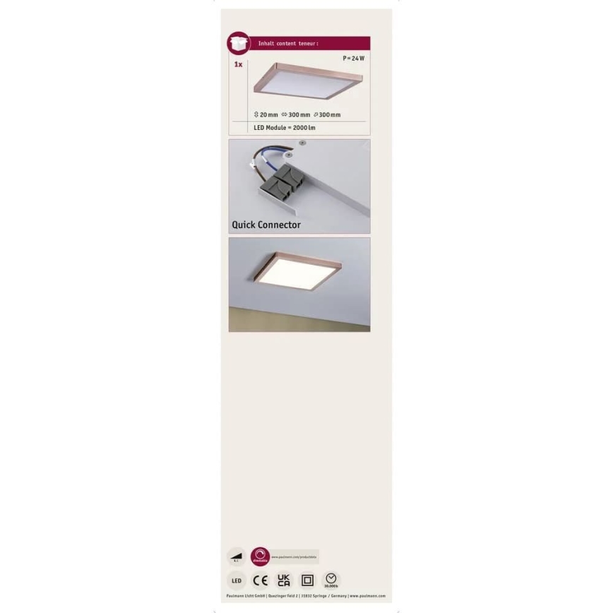 Paulmann 70873 - LED/24W Prigušivi panel ATRIA 230V 2700K 30x30 cm roze zlatno