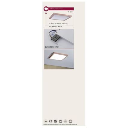 Paulmann 70941 - LED/20W Nadgradni panel ATRIA 230V 4000K 30x30 cm roze zlatno