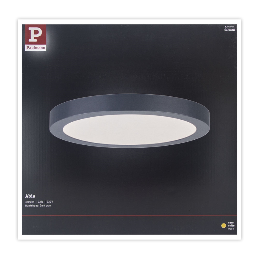 Paulmann 70988 - LED/22W plafonsko svetlo ABIA 230V antracit
