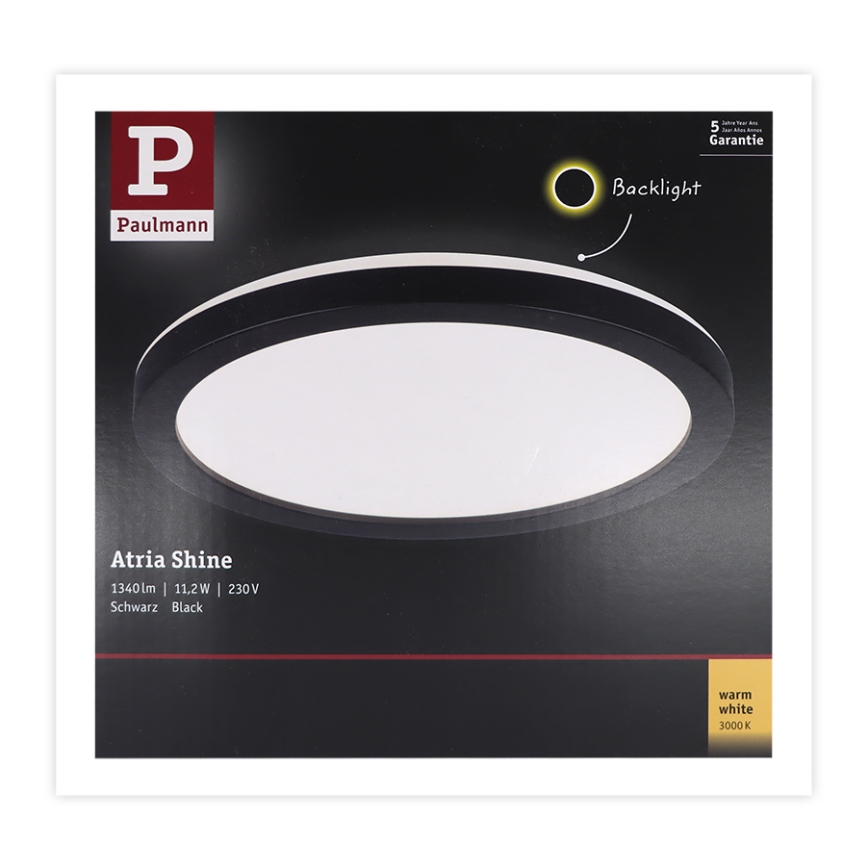Paulmann 70997 - LED/11,2W Nadgradni panel ATRIA 230V 3000K pr. 19 cm crno