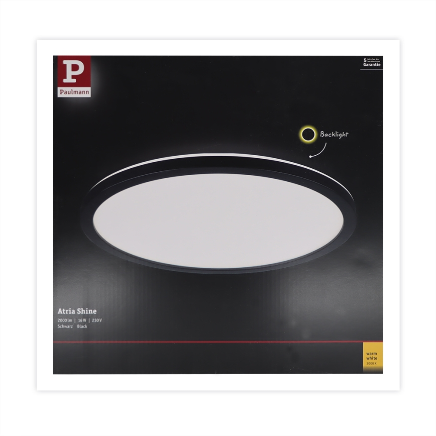 Paulmann 70998 - LED/16W Nadgradni panel ATRIA 230V 3000K pr. 29,3 cm crno