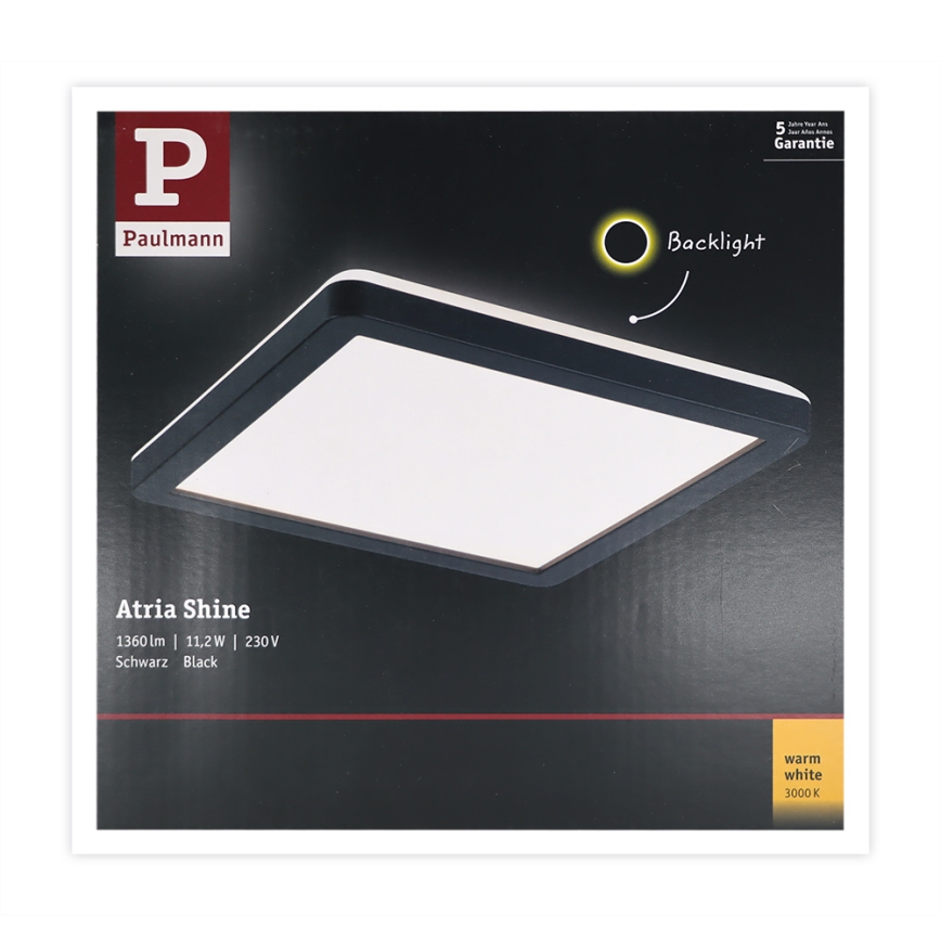 Paulmann 71000 - LED/11,2W Nadgradni panel ATRIA 230V 3000K 19x19 cm crno