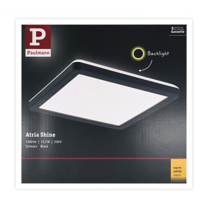 Paulmann 71000 - LED/11,2W Nadgradni panel ATRIA 230V 3000K 19x19 cm crno