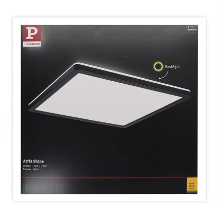 Paulmann 71001 - LED/16W Nadgradni panel ATRIA 230V 3000K 29,3x29,3 cm crno