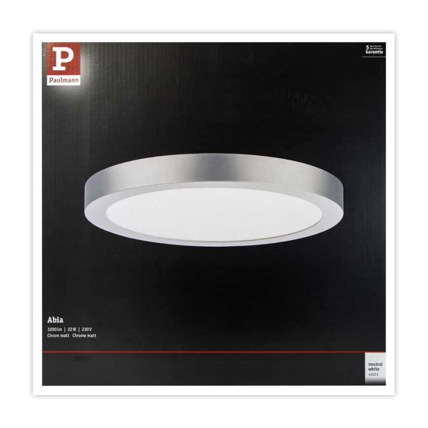 Paulmann 71023 - LED/22W plafonska svetiljka ABIA 230V mat hrom