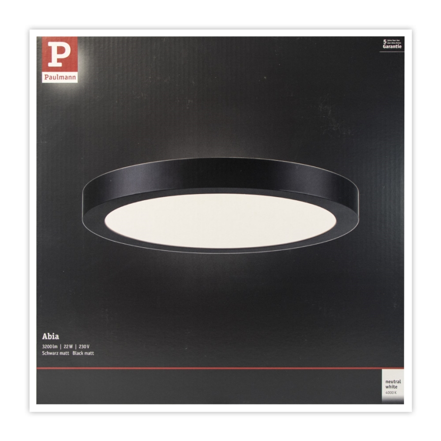 Paulmann 71025 - LED/22W Plafonjera ABIA 230V crno