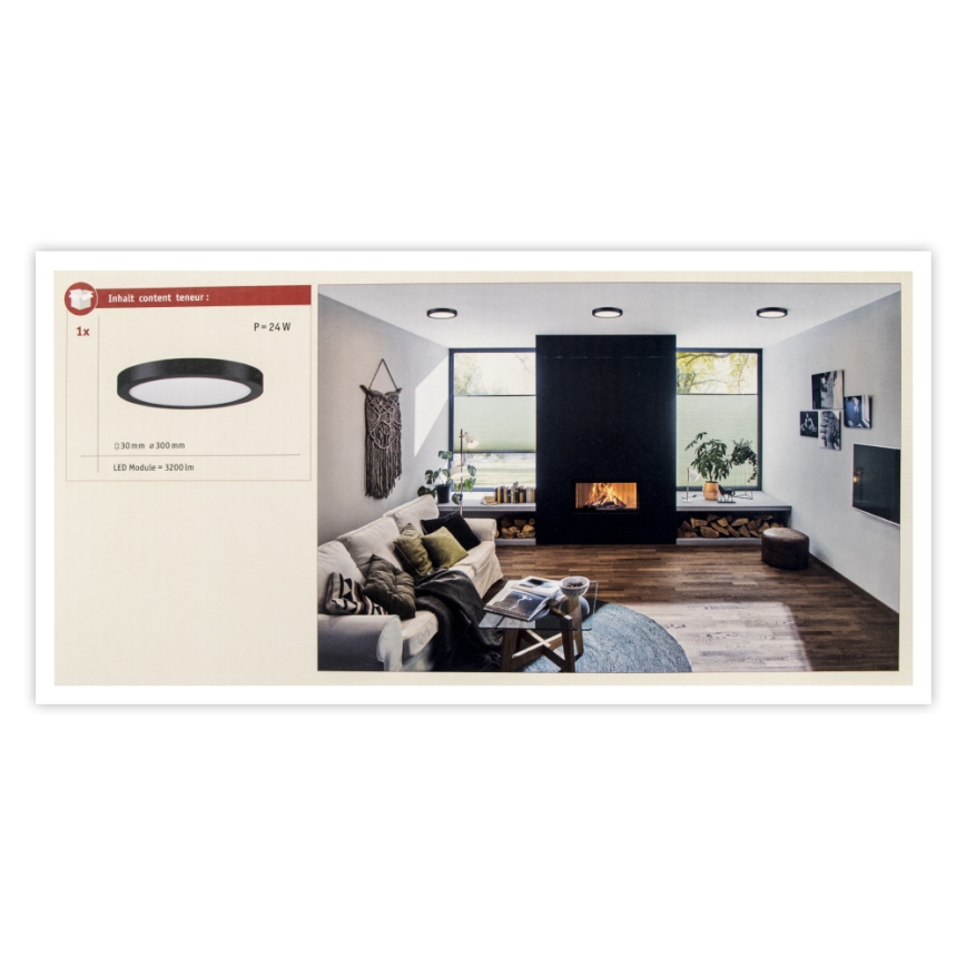 Paulmann 71025 - LED/22W Plafonjera ABIA 230V crno