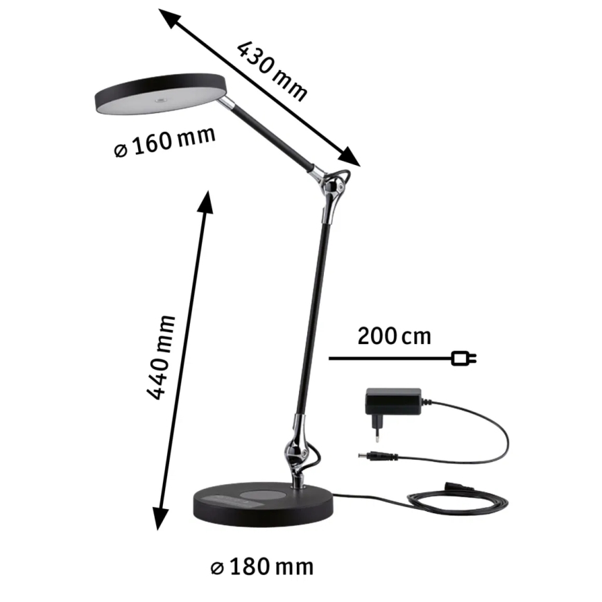 Paulmann 78010 - LED/11W Prigušiva stona lampa na dodir NUMIS 230V 2700/4000/6500K crno
