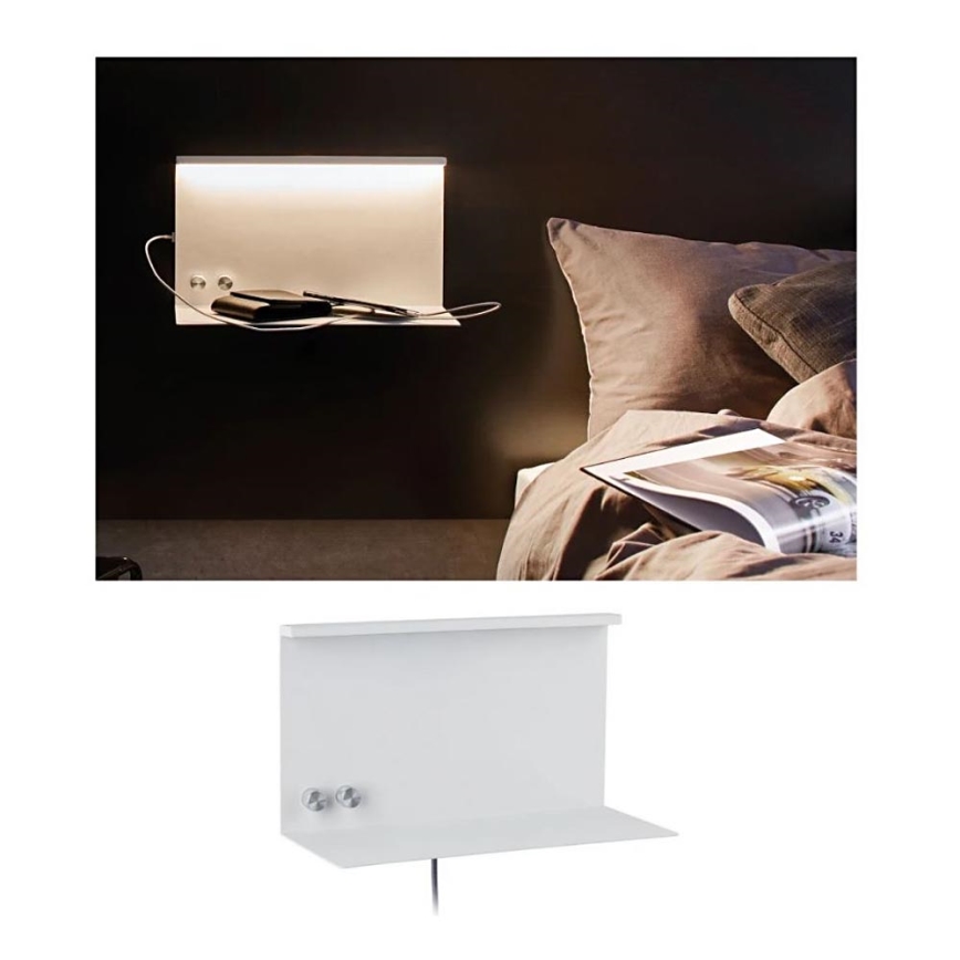 Paulmann 78919 - LED/4,5W prigušiva svetiljka sa policom i USB + LED/1,6W 230V