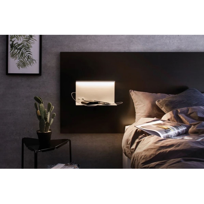Paulmann 78919 - LED/4,5W Prigušivo svetlo sa policom i USB + LED/1,6W 230V