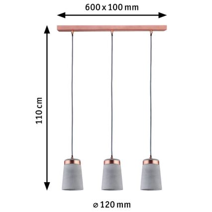 Paulmann 79626 - Luster na sajli NEORDIC STIG, 3xE27/20W, 230V