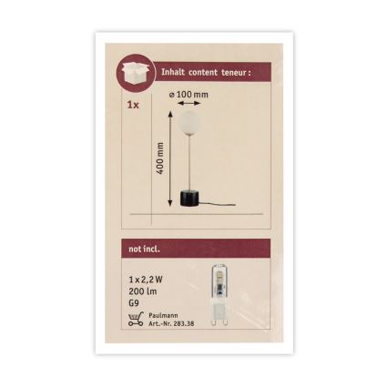 Paulmann 79662 - 1xG9/10W Stona lampa NEORDIC MOA 230V