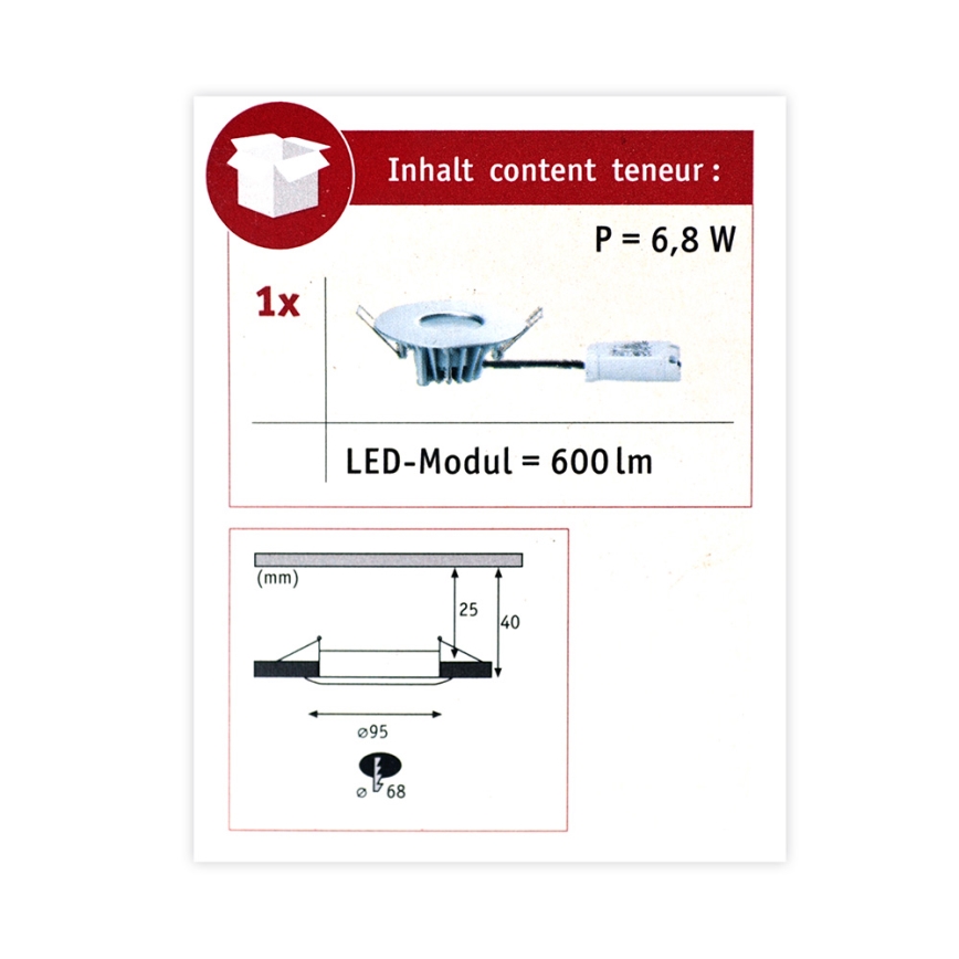 Paulmann 79668 - LED/5,3W IP44 Prigušiva ugradbena lampa za kupatilo HOUSE 230V