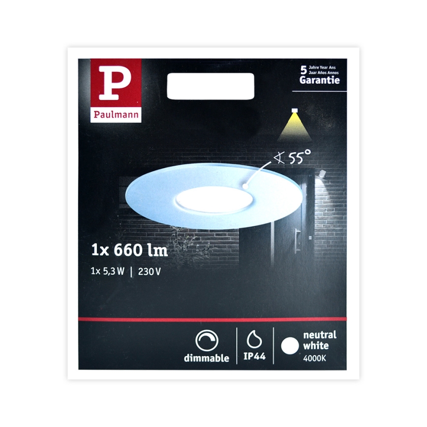 Paulmann 79669 - LED/5,3W IP44 Prigušiva ugradbena lampa za kupatilo HOUSE 230V