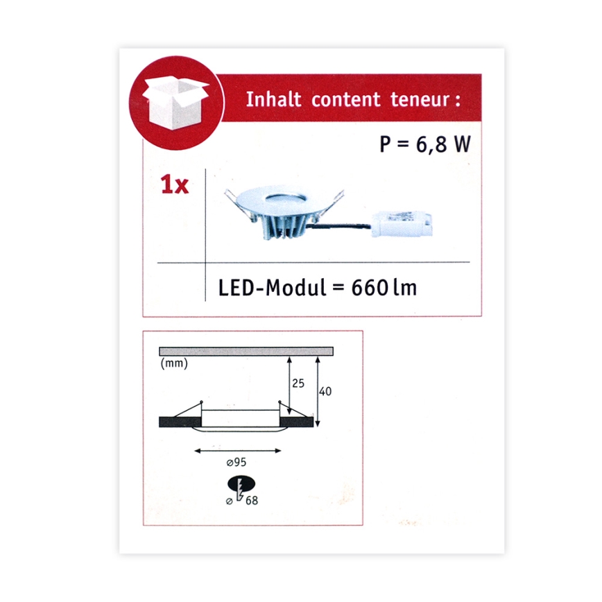 Paulmann 79669 - LED/5,3W IP44 Prigušiva ugradbena lampa za kupatilo HOUSE 230V