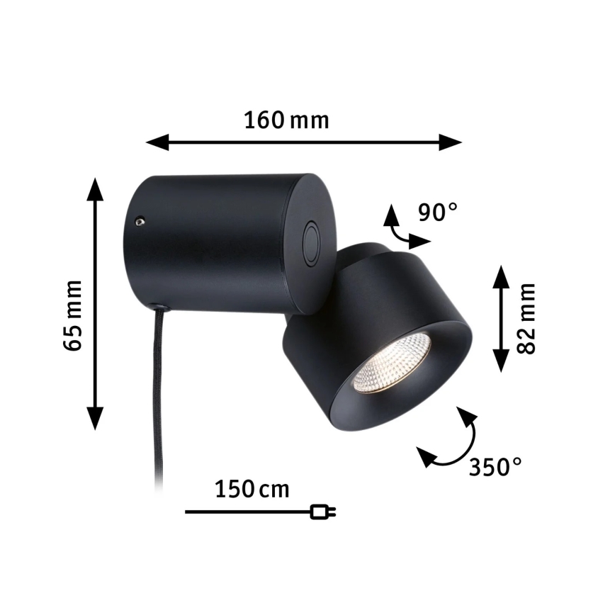 Paulmann 79776 - LED/3W Prigušiva zidna lampa 2u1 PURIC PANE 230V