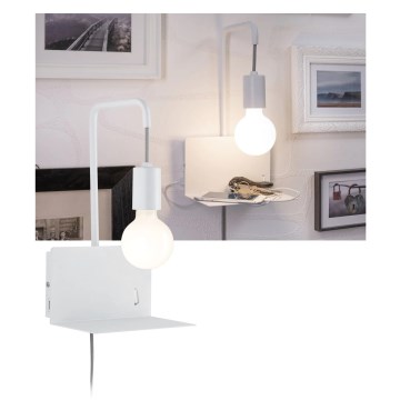 Paulmann 79812 - 1xE27/40W Zidno svetlo sa policom i USB CALVANI 230V belo