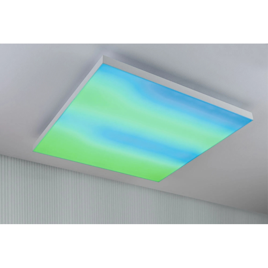 Paulmann 79910 - LED/31W RGBW prigušiva stropna svetiljka LORIA 230V 3000-6500K 59,5x59,5 cm bela + daljinski upravljač
