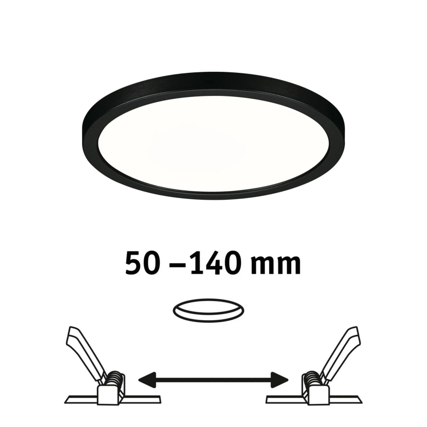 Paulmann 79965 - LED/13W IP44 prigušiva ugradna kupatilska svetiljka AREO 230V pr. 17,5 cm crna