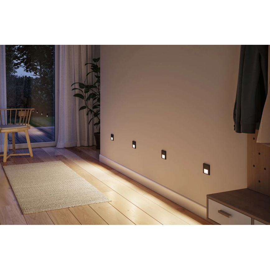 Paulmann 80004 - LED/1W Stubišna Lampa sa senzorom TSARO 230V Lead/crno