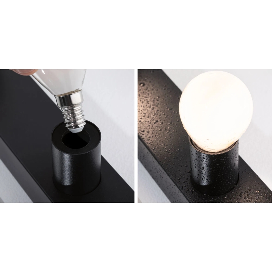 Paulmann 80097 - 3xE14/40W IP44 Rasveta za ogledalo u kupatilu REGULA 230V crno