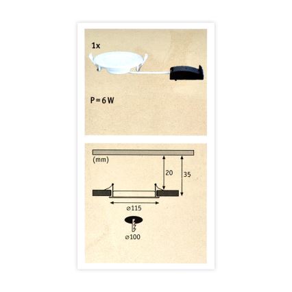 Paulmann 92061 - LED/6W IP44 ugradbena lampa za kupatilo QUALITY LINE 230V