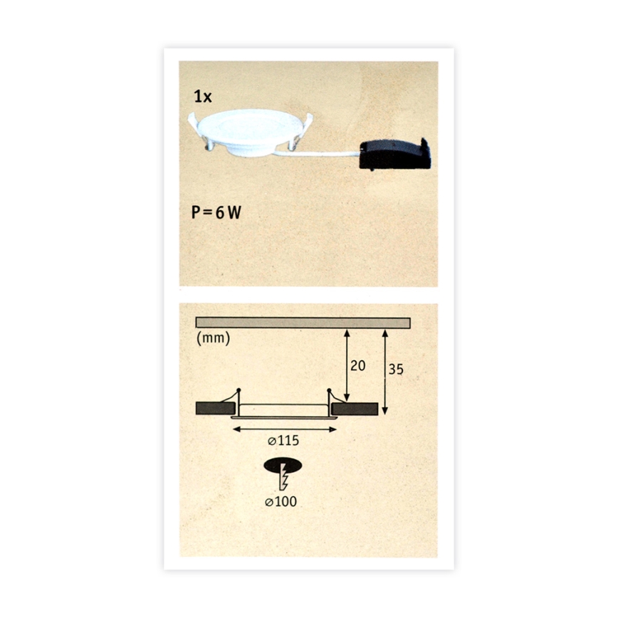 Paulmann 92061 - LED/6W IP44 ugradbena lampa za kupatilo QUALITY LINE 230V