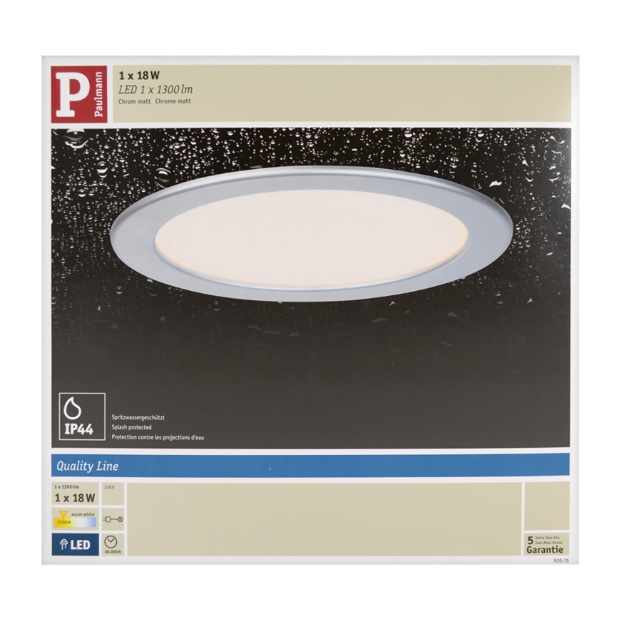 Paulmann 92075 - LED/18W IP44 Kupatilsko ugradno svetlo QUALITY LINE 230V