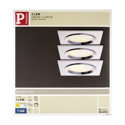 Paulmann 92695 - Set 3xLED/8W Prigušiva ugradbena lampa DICE 230V