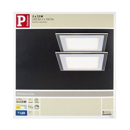 Paulmann 92706 - KOMPLET 2xLED/7,5W prigušiva ugradna plafonska svetiljka DECODICE 230V
