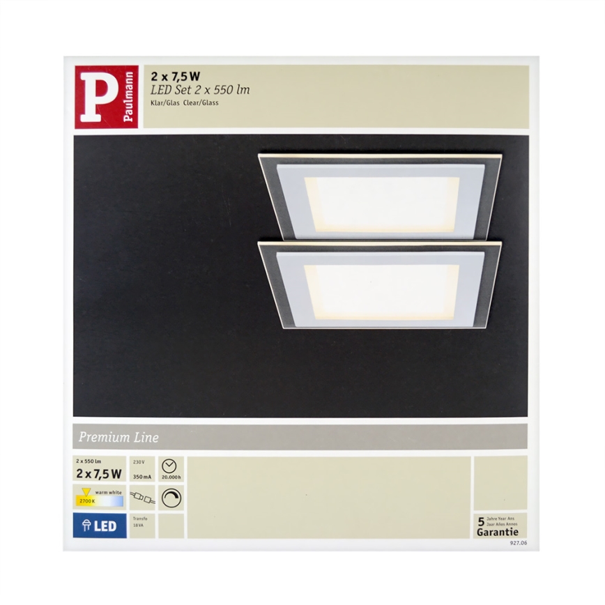 Paulmann 92706 - KOMPLET 2xLED/7,5W prigušiva ugradna plafonska svetiljka DECODICE 230V