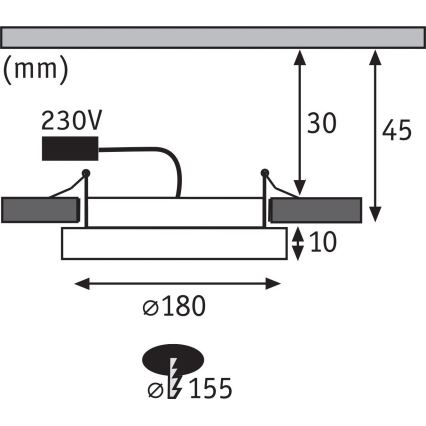 Paulmann 92935 - LED/12W IP44 prigušiva ugradno stropno svetlo za kupatilo AREO 230V prečnik 18 cm mat hrom