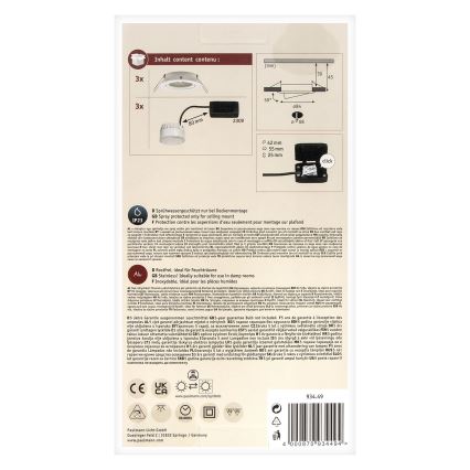 Paulmann 93449 - Set 3xLED/6,5W IP23 ugradbena lampa za kupatilo NOVA 230V
