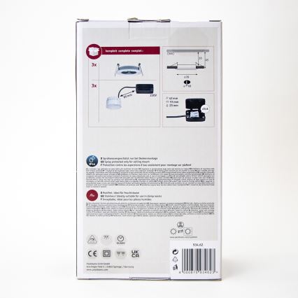 Paulmann 93462 - Set 3xLED/6W  IP44 ugradbena lampa za kupatilo NOVA 230V