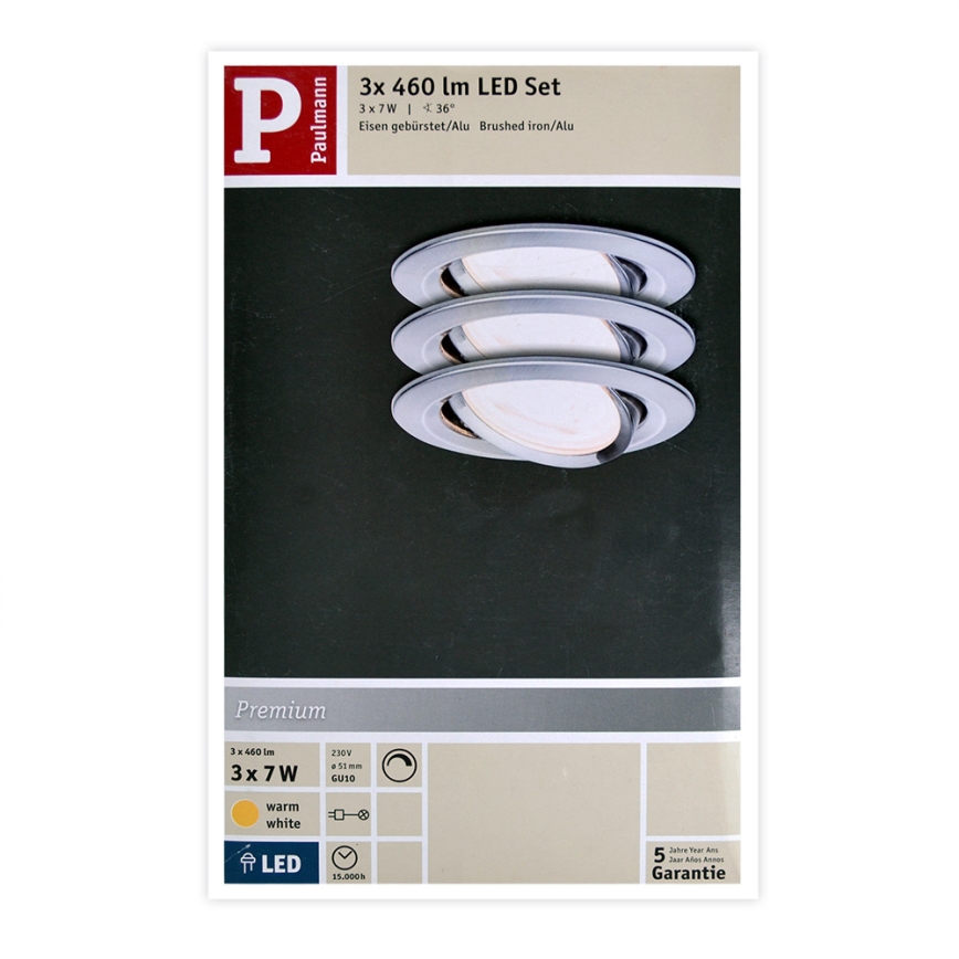 Paulmann 93607 - Set 3x LED GU10/7W IP23 Prigušivo osvetljenje za kupatilo NOVA 230V