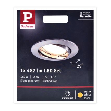 Paulmann 93963 - LED/7W IP23 Koupelnové sa mogućnošću prigušivanja ugradbena lampa COIN 230V