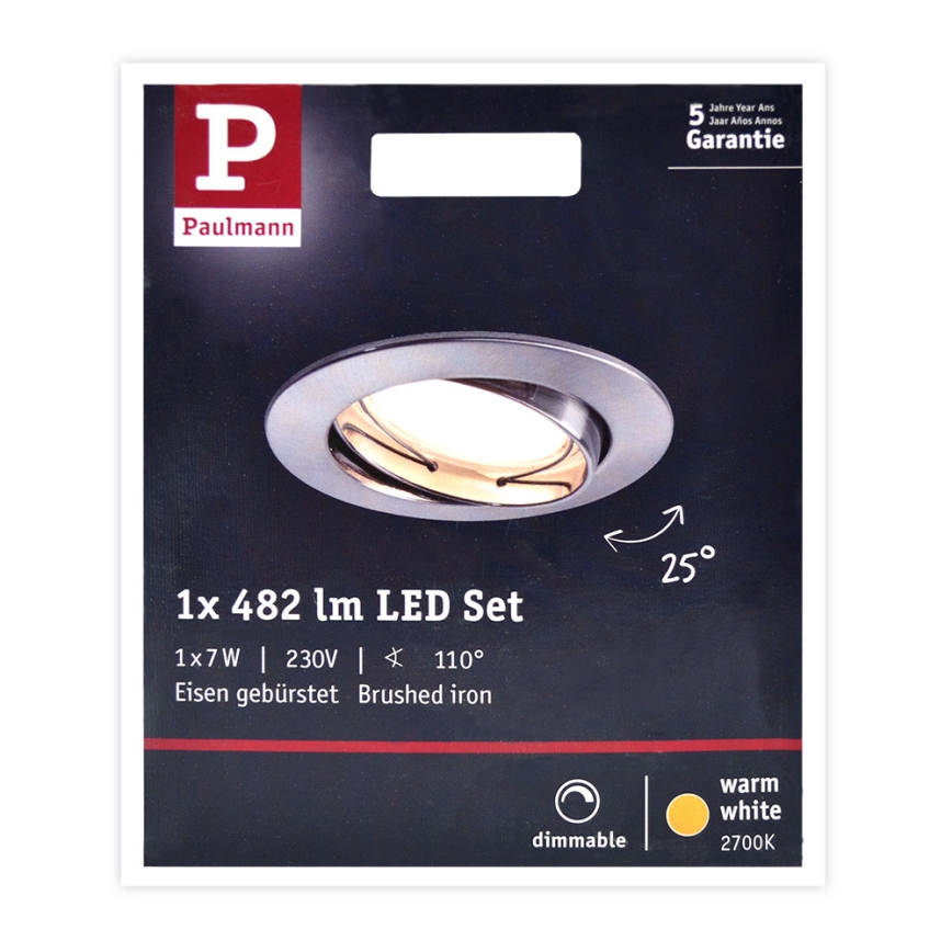 Paulmann 93963 - LED/7W IP23 Koupelnové sa mogućnošću prigušivanja ugradbena lampa COIN 230V
