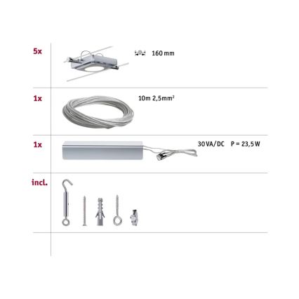 Paulmann 94108 - Set 5xLED/4,3W Reflektorska lampa za šinski sastav MAC 230V mat krom