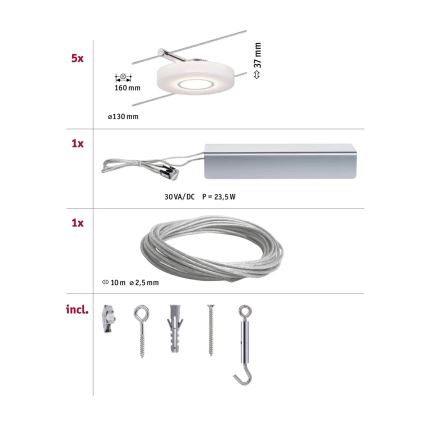 Paulmann 94109 - Set 5xLED/4,3W Reflektorska lampa za sastav sajli MAC 230V