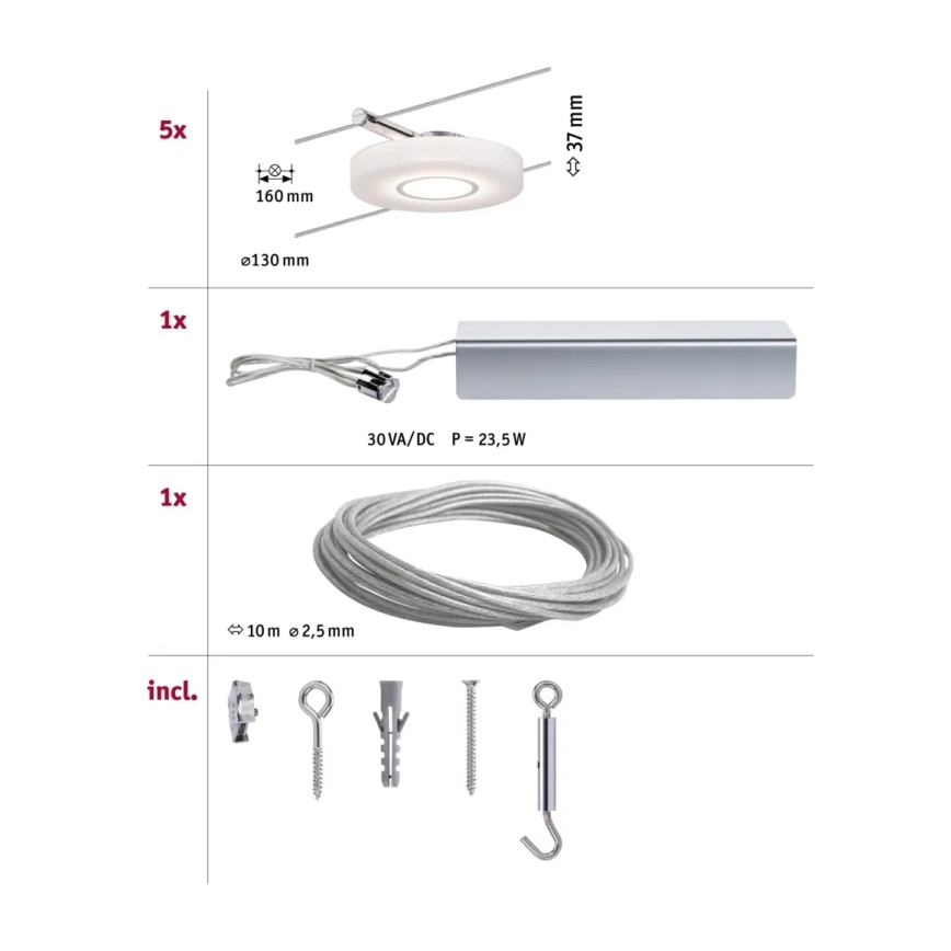 Paulmann 94109 - Set 5xLED/4,3W Reflektorska lampa za sastav sajli MAC 230V