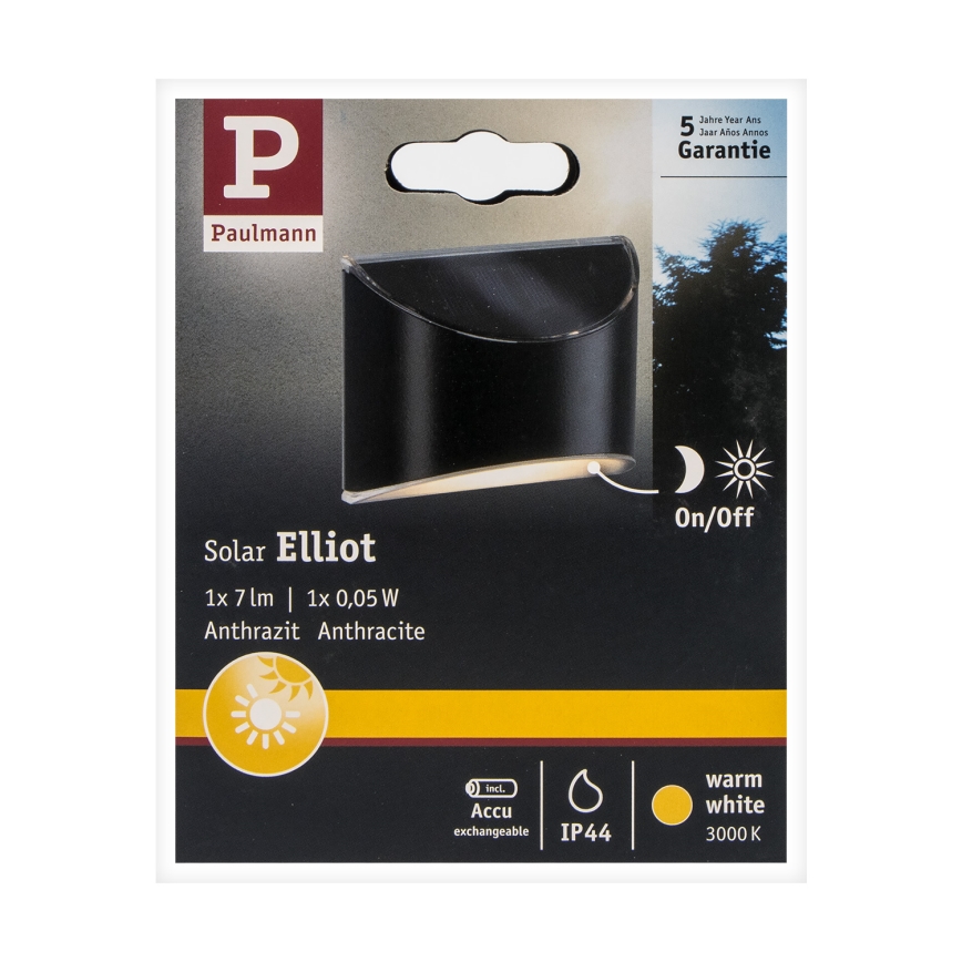Paulmann 94233 - LED/0,05W IP44 Solarna zidna lampa ELLIOT 1,2V 400 mAh