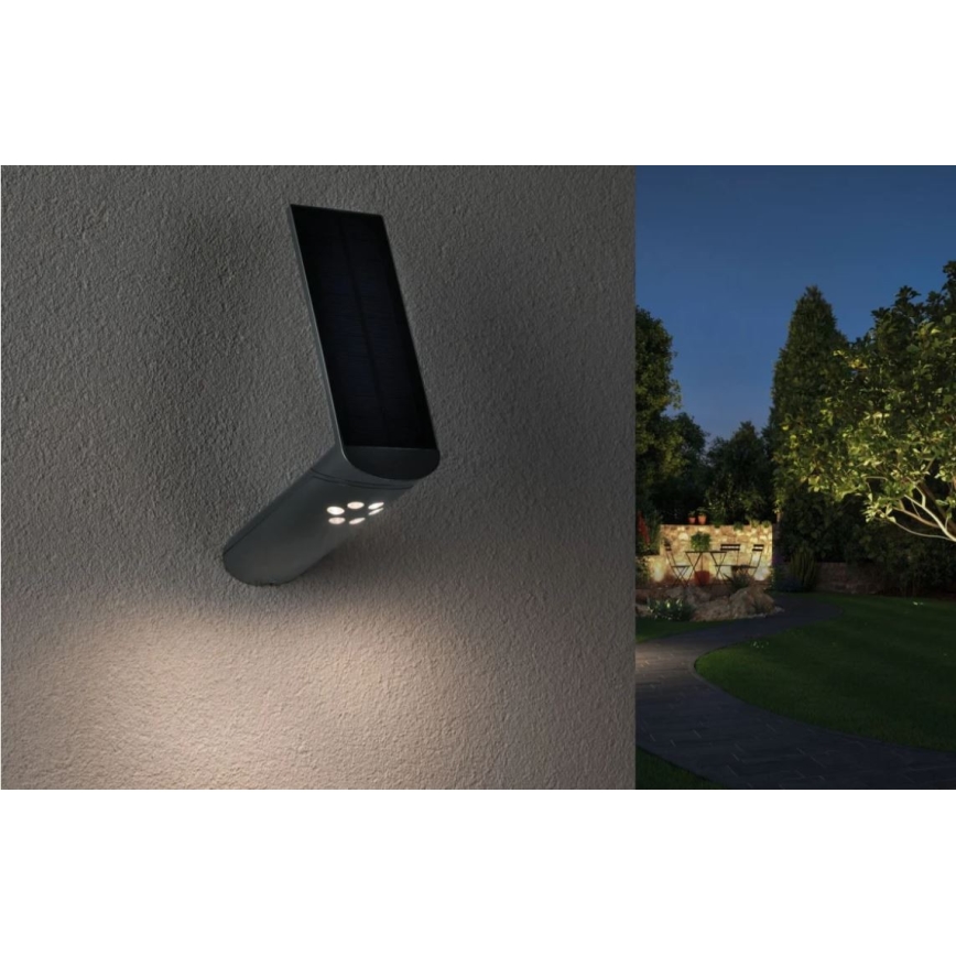 Paulmann 94261 - LED/1,2W IP44 Solarna zidna lampa sa senzorom ILIAS 3,7V 1800 mAh